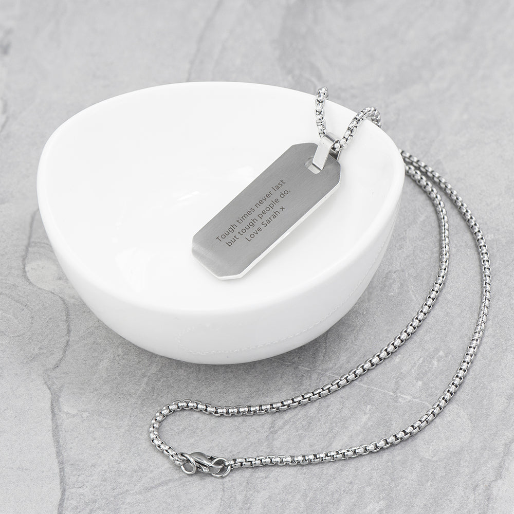 Luxury Personalised Silver Men’s Dog Tag Necklace: 5 - Necklaces By Gift Moments