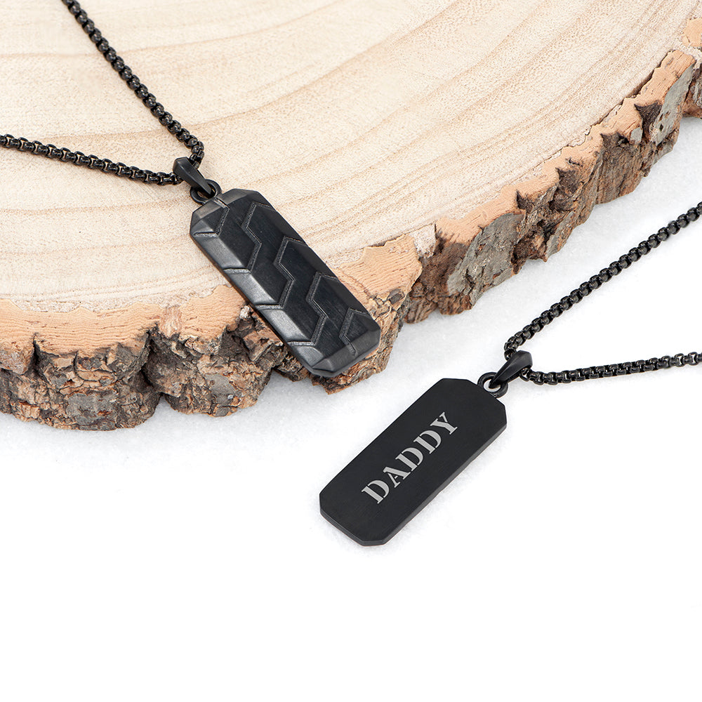 Personalised Men's Black Steel Dog Tag Necklace - Jewellery at Gift Moments