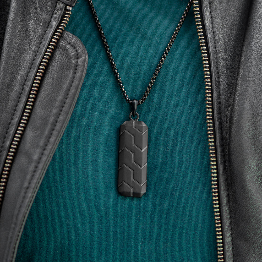 Personalised Men's Black Steel Dog Tag Necklace - Jewellery at Gift Moments