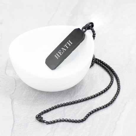 Personalised Men's Black Steel Dog Tag Necklace - Jewellery at Gift Moments