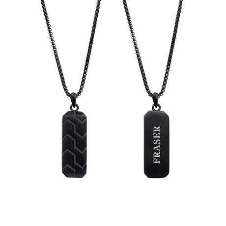 Personalised Men's Black Steel Dog Tag Necklace - Jewellery at Gift Moments