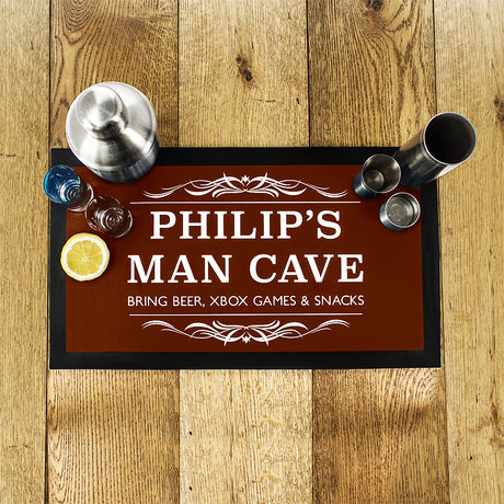 Personalised Man Cave Bar Mats: 6 - Brown - Barware By Gift Moments