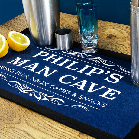 Personalised Man Cave Bar Mats: 2 - Blue - Barware By Gift Moments