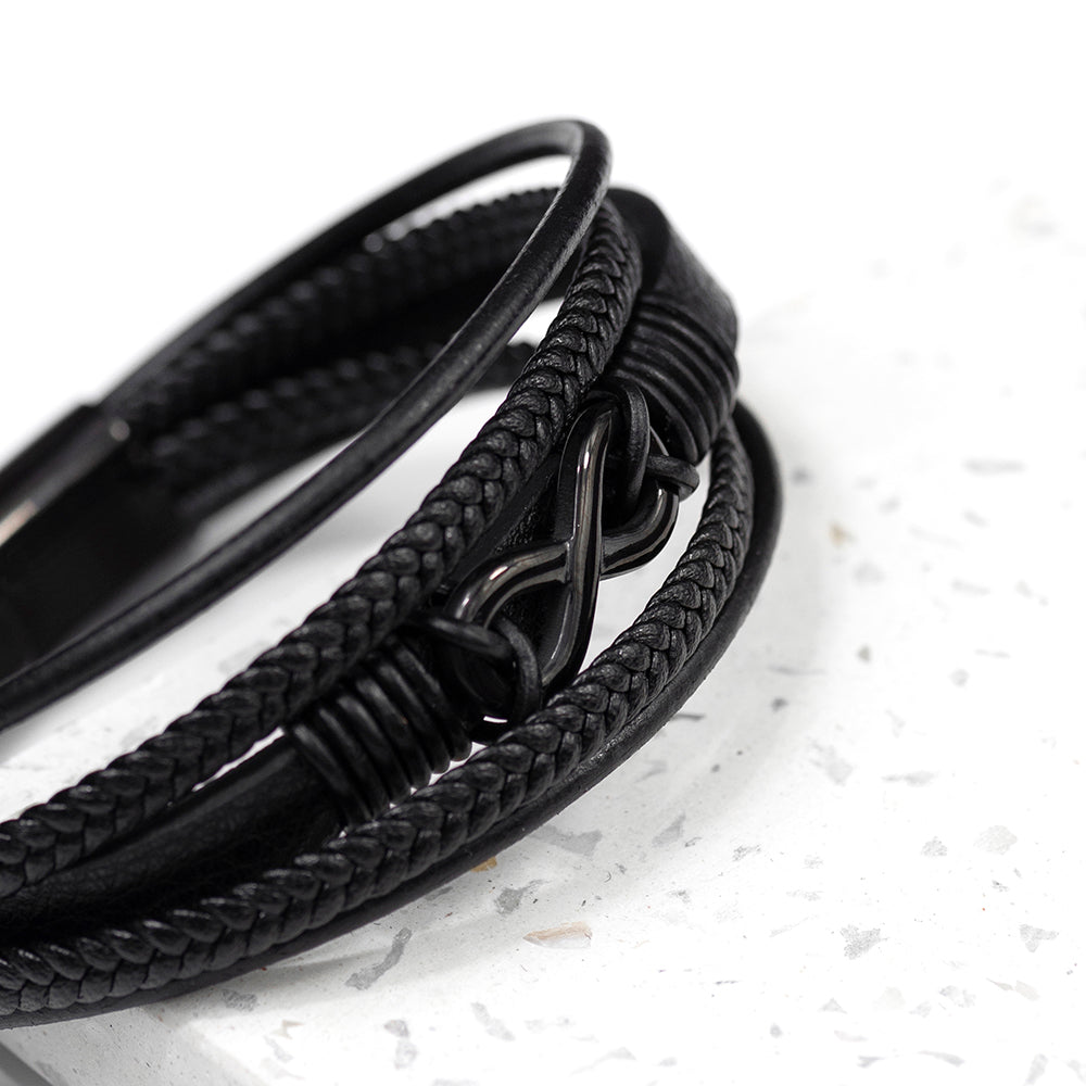 Personalised Black Leather Infinity Bracelet: 4 - Bracelets By Gift Moments