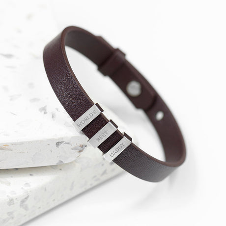 Personalised Soho Tag Leather Bracelet for Men: 9 - Bracelets By Gift Moments