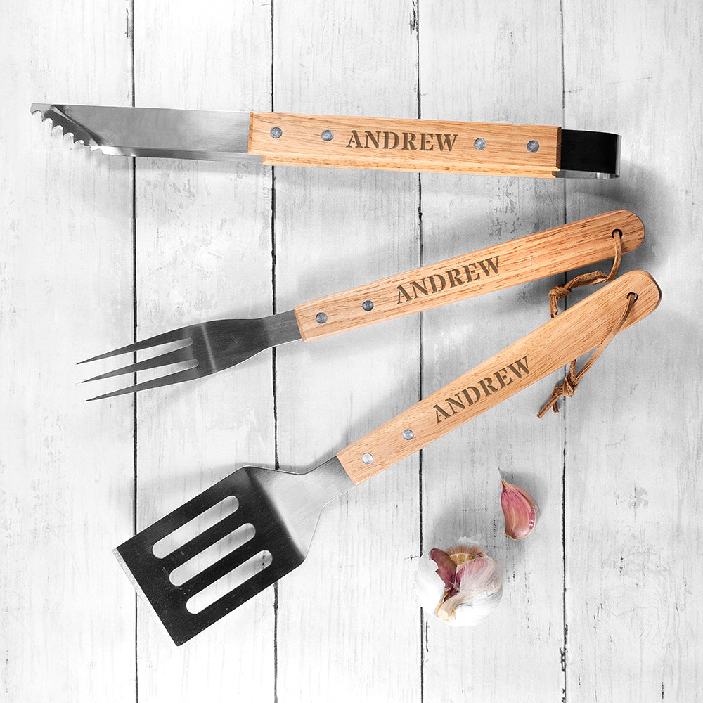 Personalised Engraved BBQ Utensil Set: 3 - Tools & Storage By Gift Moments