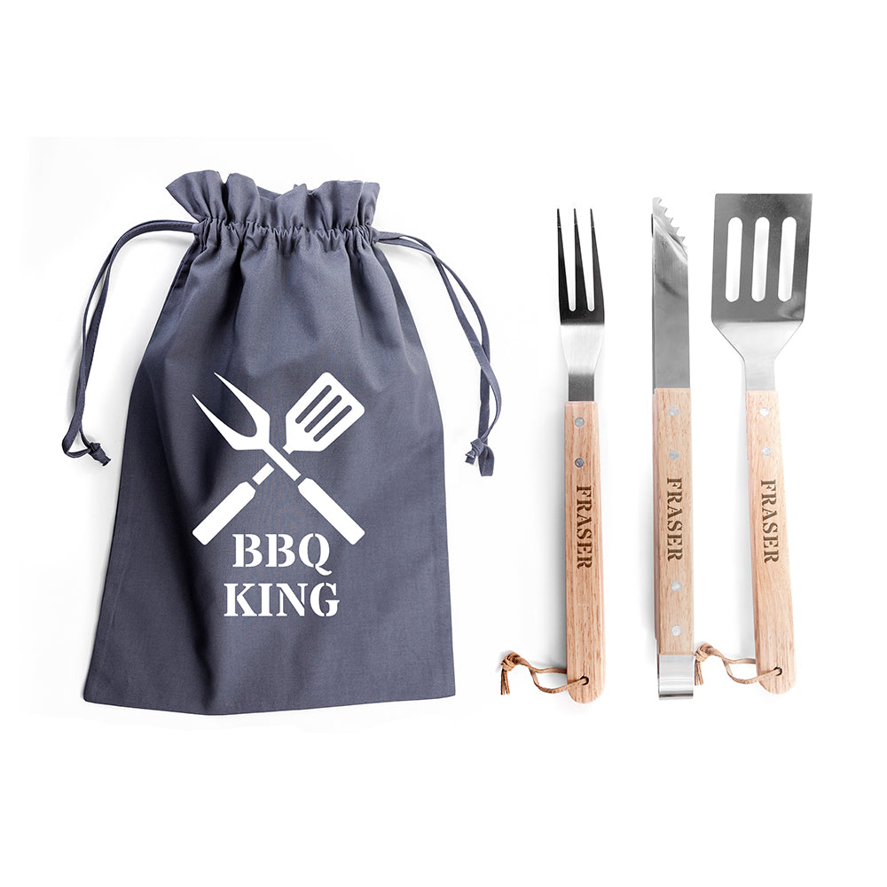 Personalised Engraved BBQ Utensil Set: 6 - Tools & Storage By Gift Moments