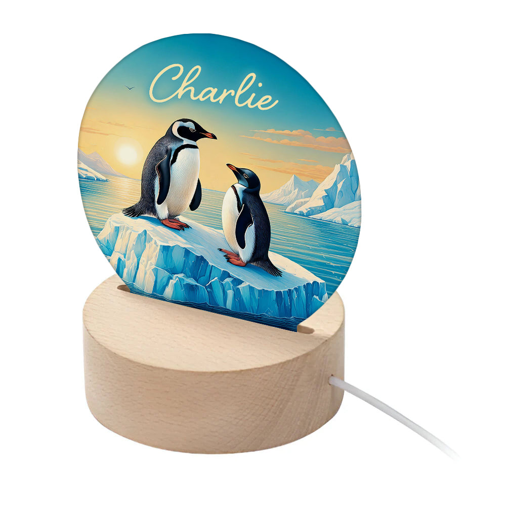 Personalised Kid's Penguins LED Night Light Default Title - LED Lighting at Gift Moments