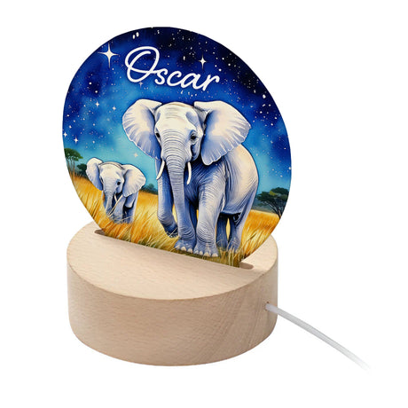 Personalised Kid's Safari Elephants LED Night Light Default Title - LED Lighting at Gift Moments