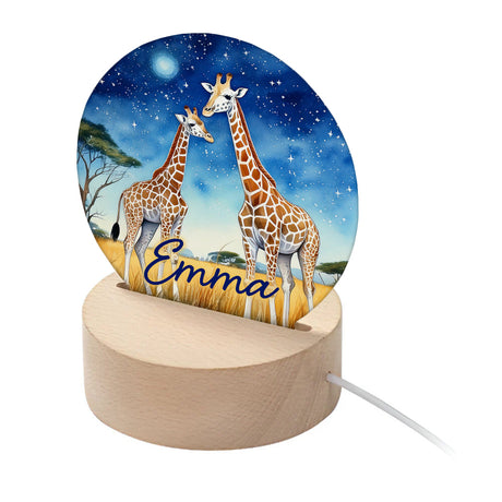 Personalised Kid's Safari Giraffes LED Night Light Default Title - LED Lighting at Gift Moments