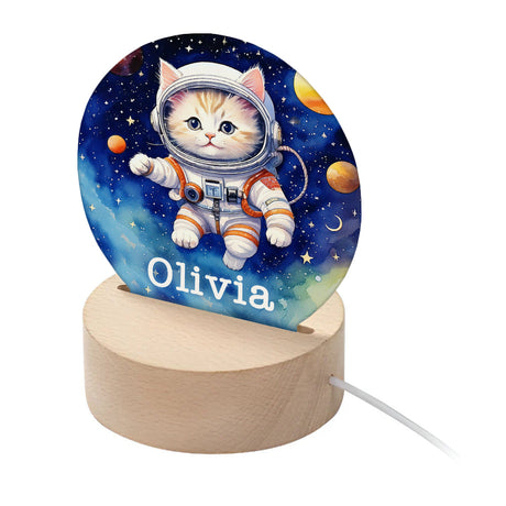 Personalised Kid's Space Kitten LED Night Light Default Title - LED Lighting at Gift Moments