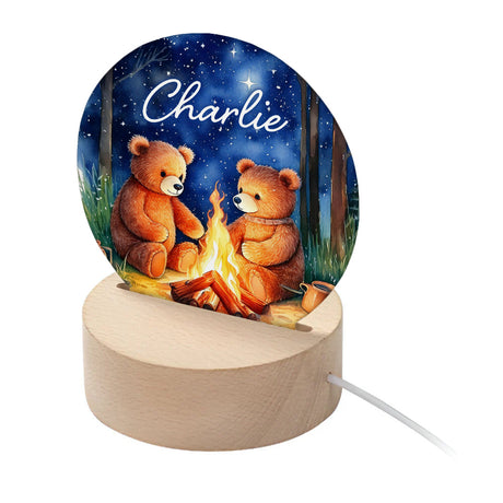 Personalised Kid's Woodland Teddy Bears LED Night Light Default Title - LED Lighting at Gift Moments