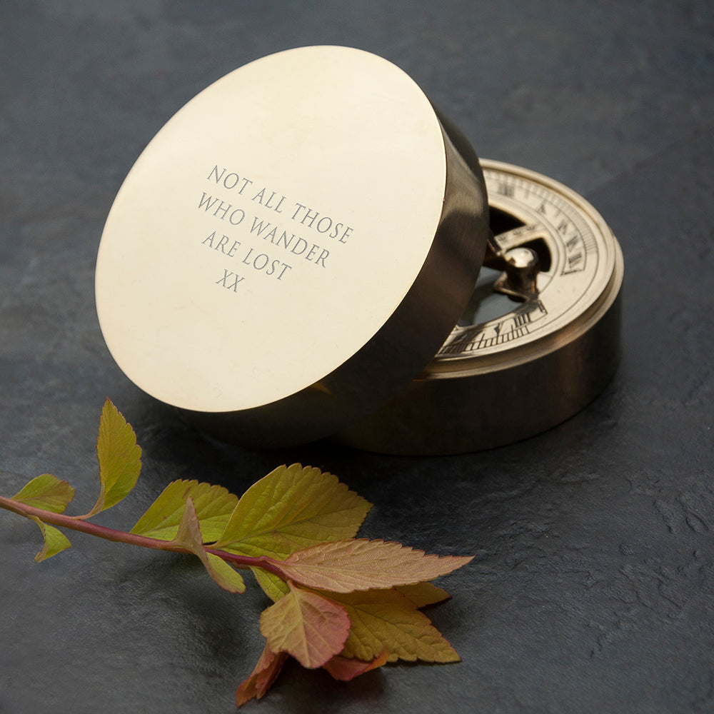 Personalised Adventurer's Brass Sundial and Compass - Compasses at Gift Moments