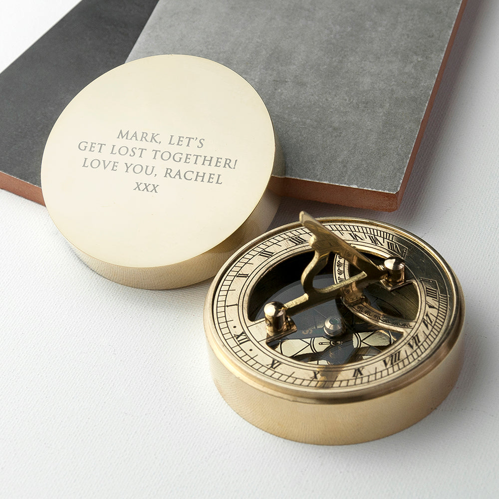 Personalised Adventurer's Brass Sundial and Compass - Compasses at Gift Moments