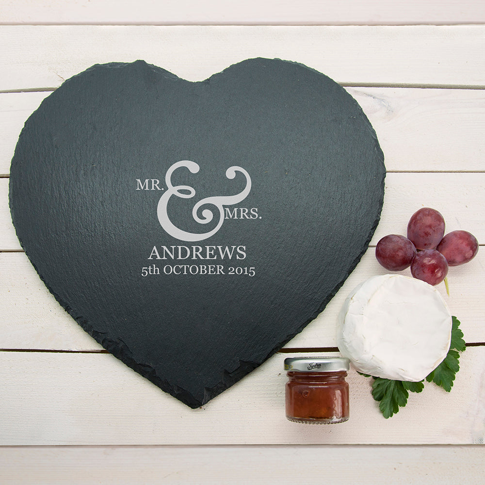 Personalised Heart Slate Cheese Board: 2 - Cheese Boards By Gift Moments