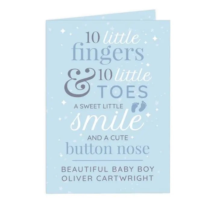 Personalised Blue Baby Card ’10 Little Fingers’: 5 - Greeting Cards By Gift Moments