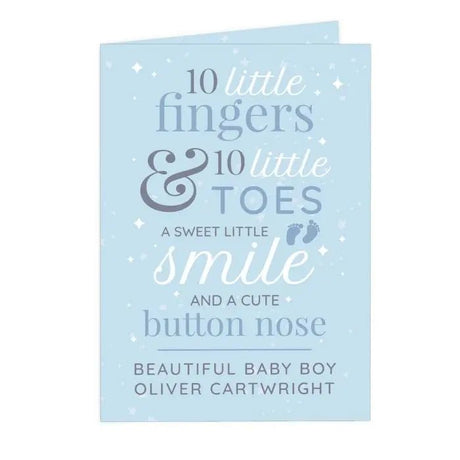 Personalised Blue Baby Card ’10 Little Fingers’: 5 - Greeting Cards By Gift Moments