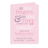 Personalised Pink Baby Card - 10 Little Fingers: 5 - Greeting Cards By Gift Moments