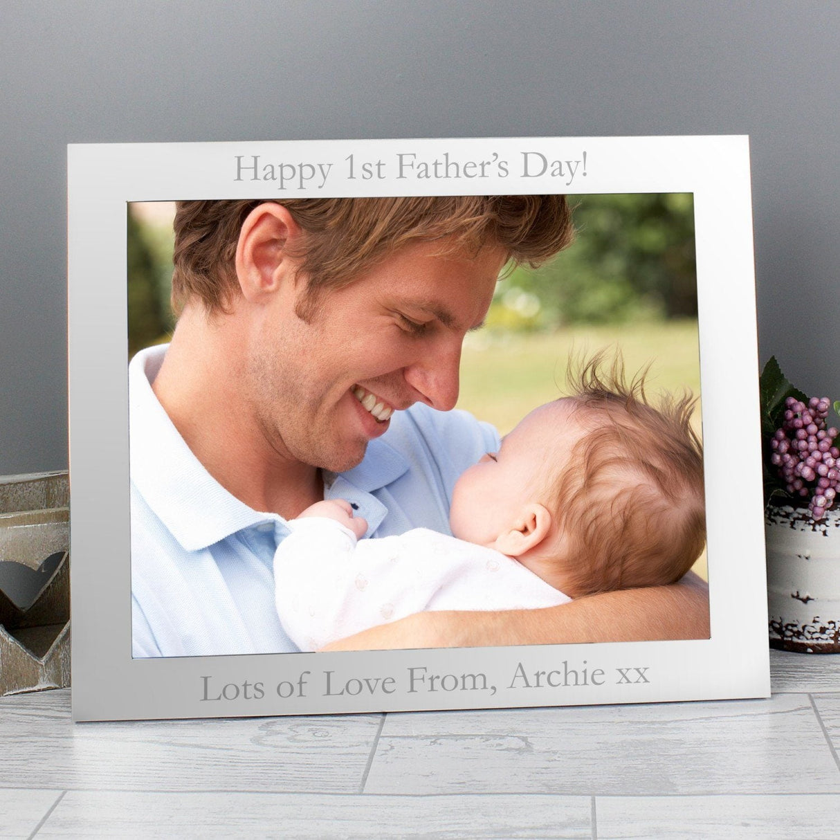 Personalised Silver Photo Frame 10x8 Landscape: 6 - Photo Frames By Gift Moments