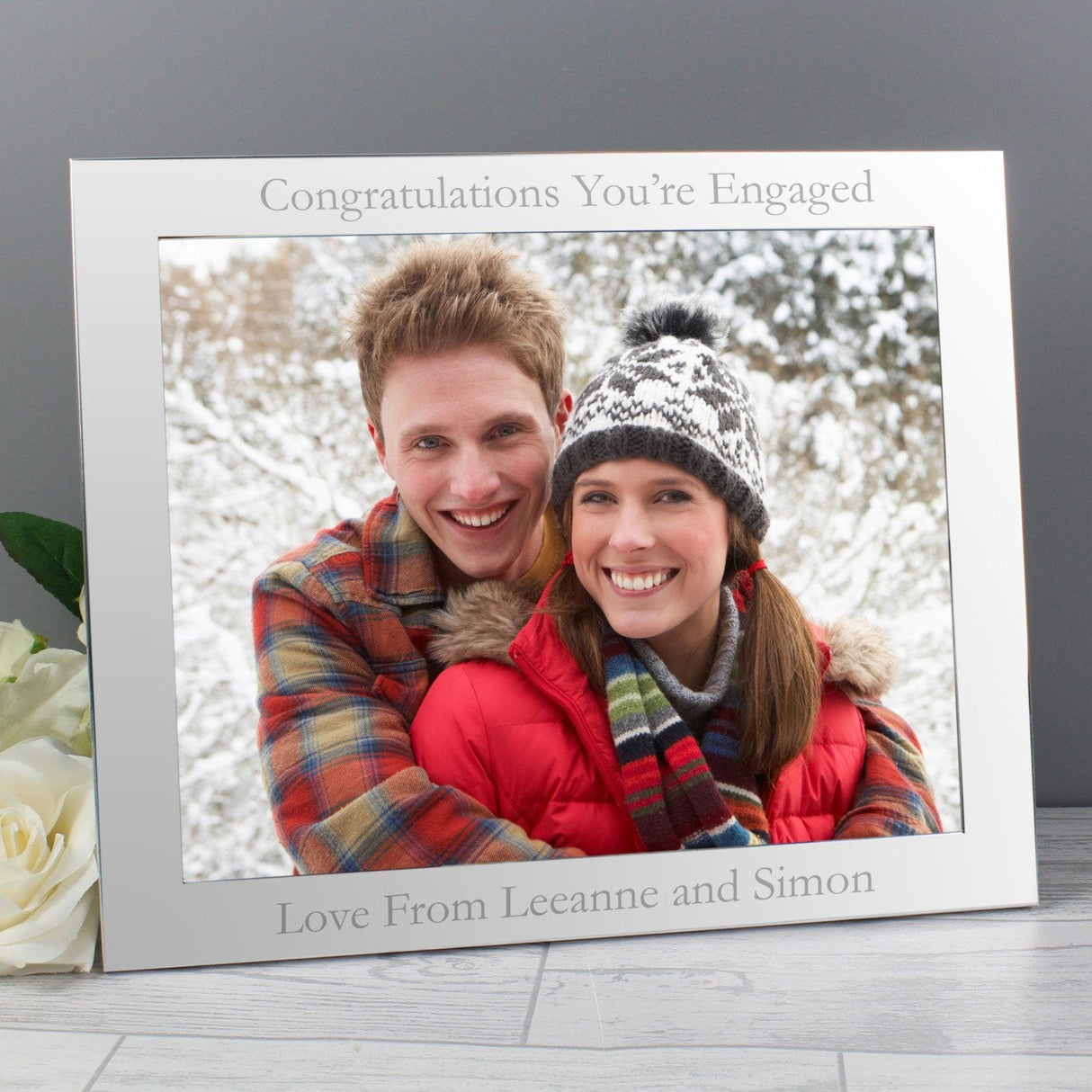 Personalised Silver Photo Frame 10x8 Landscape: 2 - Photo Frames By Gift Moments