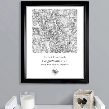 Personalised 1805-1874 Map Compass Framed Print: 5 - Framed Prints By Gift Moments