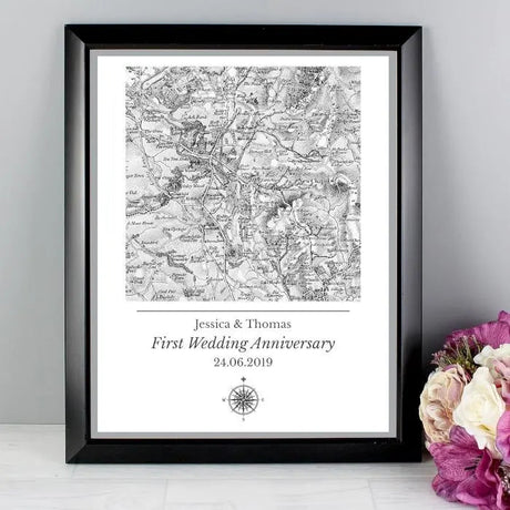 Personalised 1805-1874 Map Compass Framed Print: 4 - Framed Prints By Gift Moments