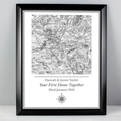 Personalised 1805-1874 Map Compass Framed Print: 1 - Framed Prints By Gift Moments