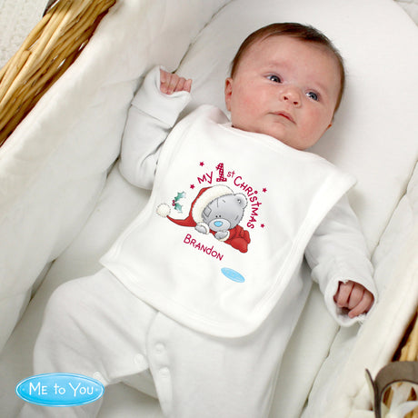 Personalised My 1st Christmas Baby Bib: 3 - Baby Clothing