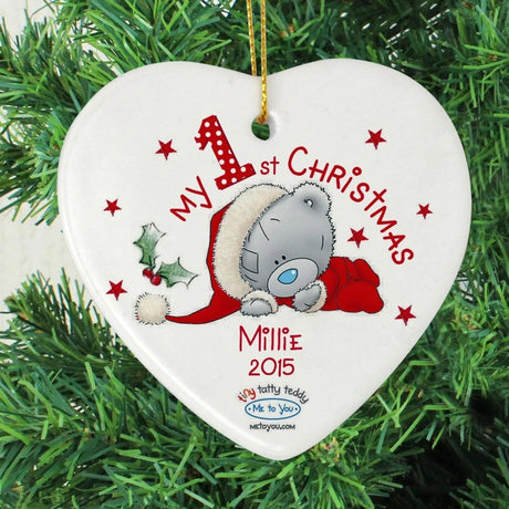 Personalised 1st Christmas Ceramic Heart Decoration: 1 - Christmas Decorations