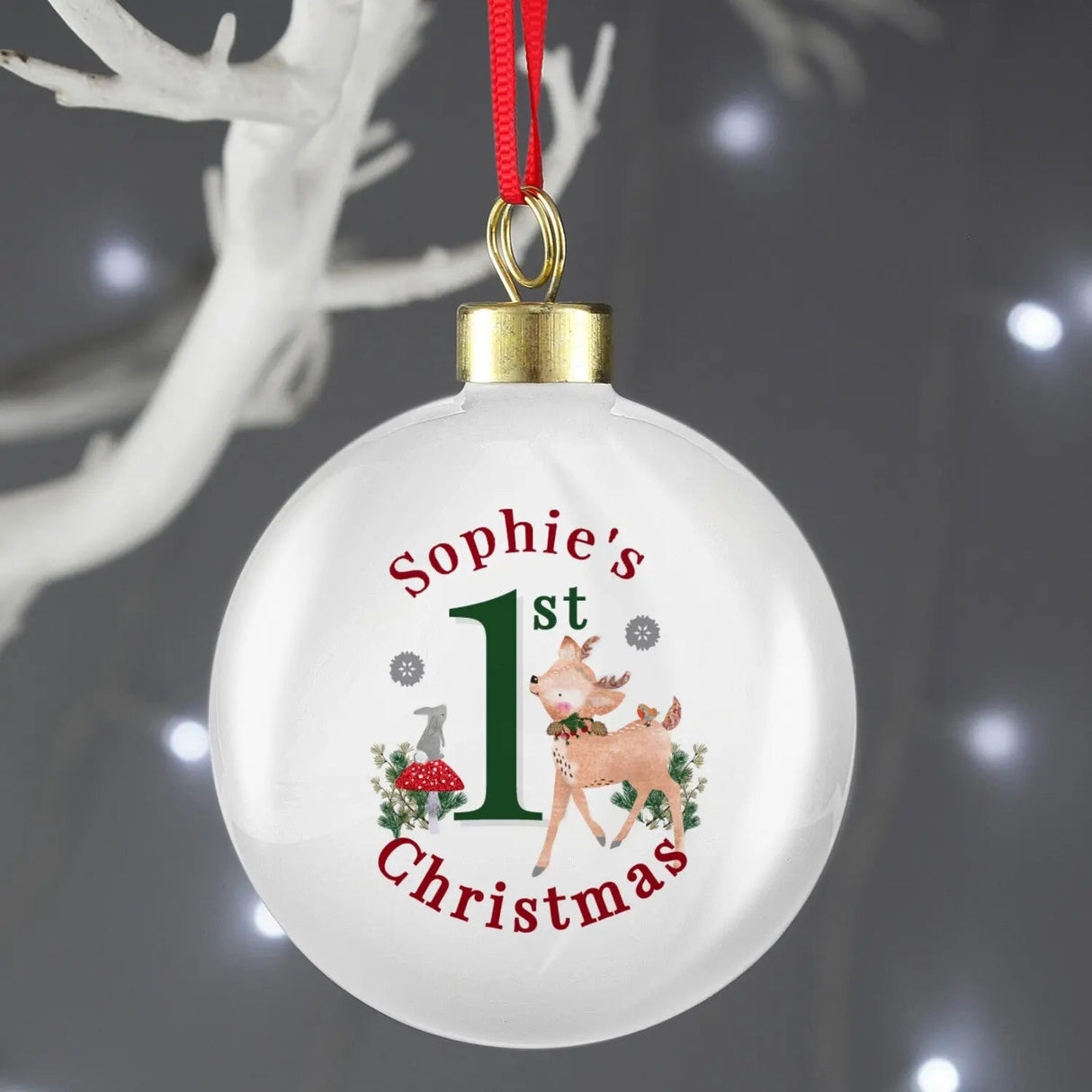 Personalised 1st Christmas Fawn Bauble: 3 - Christmas Baubles By Gift Moments