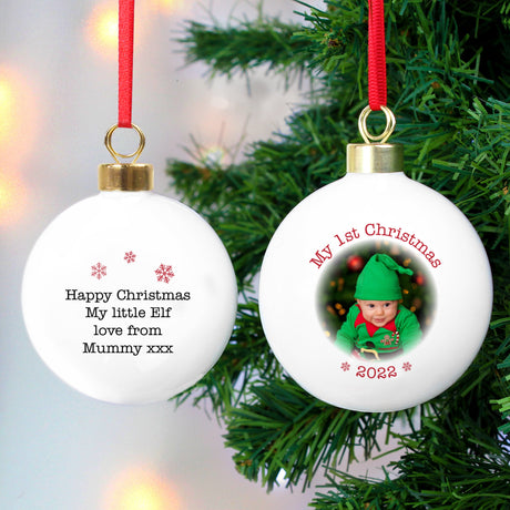 Personalised 1st Christmas Photo Bauble: 3 - Christmas Baubles By Gift Moments