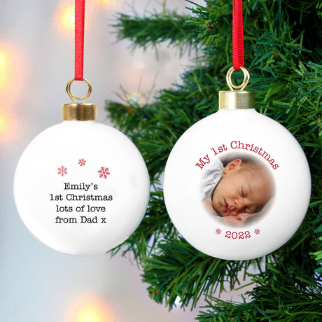 Personalised 1st Christmas Photo Bauble: 1 - Christmas Baubles By Gift Moments