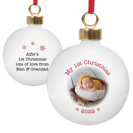 Personalised 1st Christmas Photo Bauble: 4 - Christmas Baubles By Gift Moments