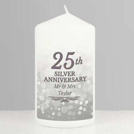 Personalised 25th Silver Anniversary Candle: 1 - Candles By Gift Moments