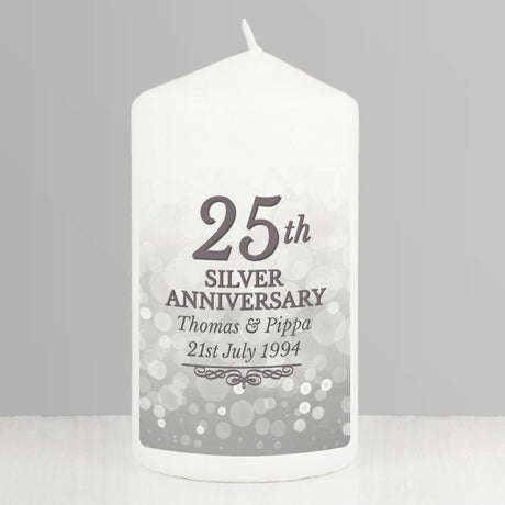 Personalised 25th Silver Anniversary Candle: 2 - Candles By Gift Moments