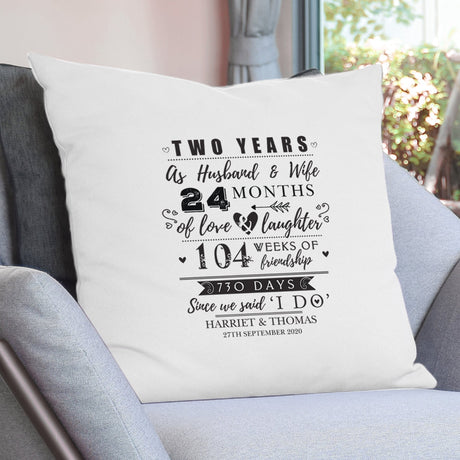 Personalised 2nd Anniversary Cotton Cushion: 4 - Cushions By Gift Moments