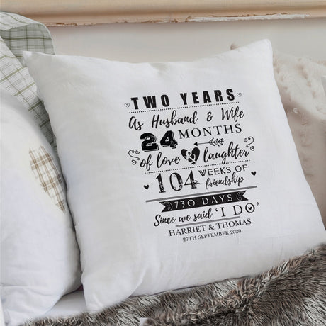 Personalised 2nd Anniversary Cotton Cushion: 1 - Cushions By Gift Moments