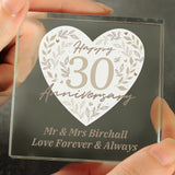 Personalised 30th Pearl Anniversary Crystal Token: 3 - Crystal Tokens By Gift Moments