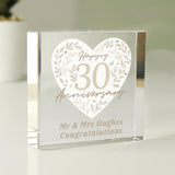 Personalised 30th Pearl Anniversary Crystal Token: 4 - Crystal Tokens By Gift Moments