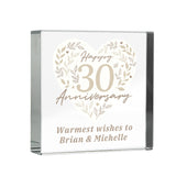 Personalised 30th Pearl Anniversary Crystal Token: 5 - Crystal Tokens By Gift Moments