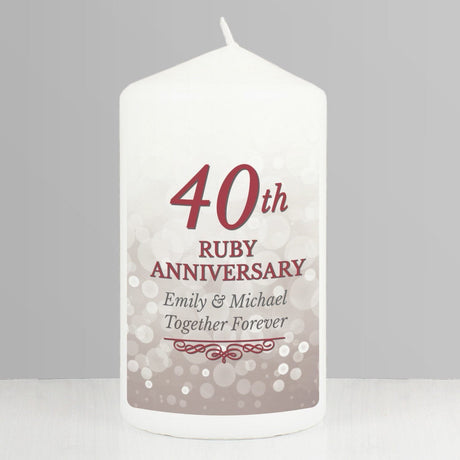 Personalised 40th Ruby Anniversary Candle: 2 - Candles By Gift Moments