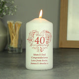 Personalised 40th Ruby Anniversary Pillar Candle: 2 - Candles By Gift Moments