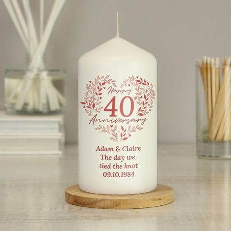 Personalised 40th Ruby Anniversary Pillar Candle: 4 - Candles By Gift Moments