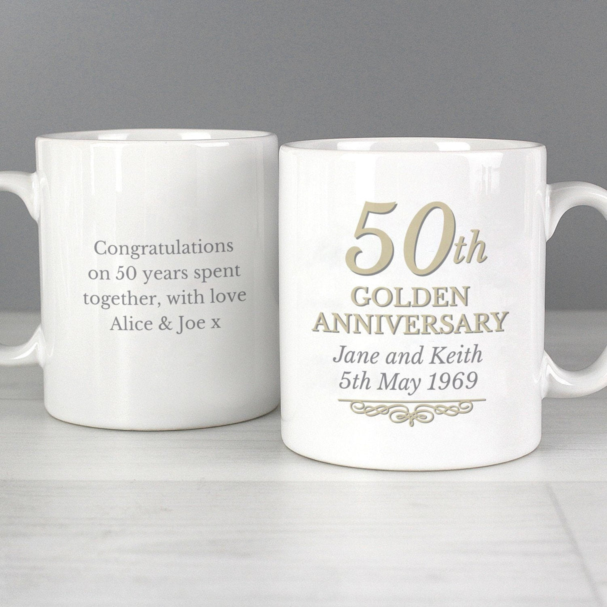 Personalised 50th Anniversary Mug Set: 3 - Mugs By Gift Moments