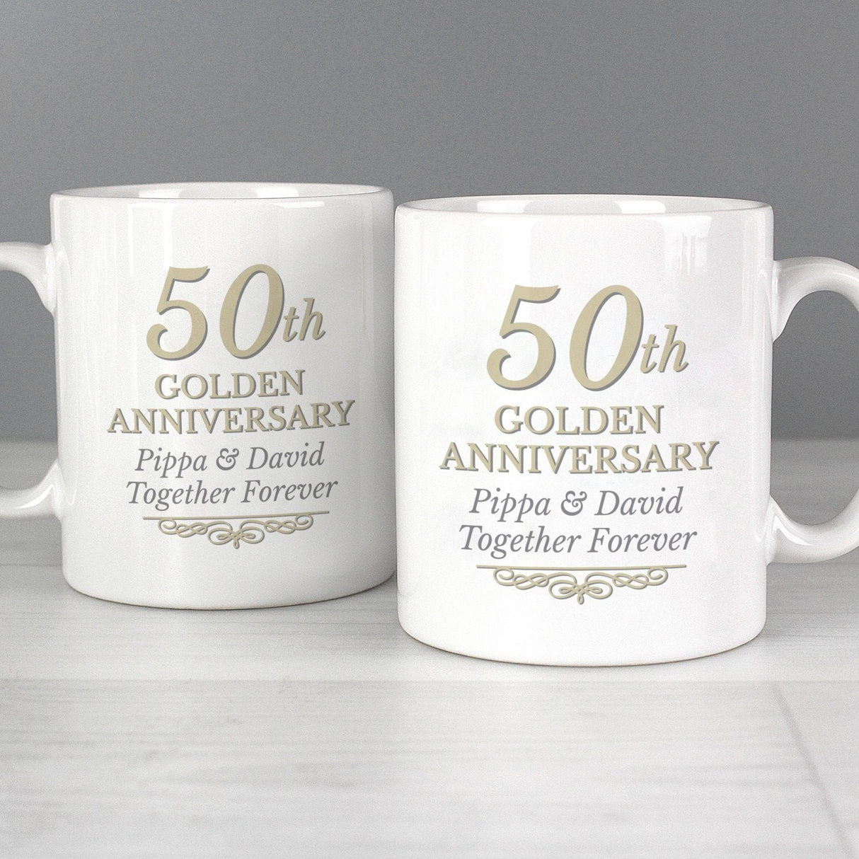 Personalised 50th Anniversary Mug Set: 2 - Mugs By Gift Moments