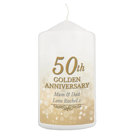 Personalised 50th Golden Anniversary Candle: 2 - Candles By Gift Moments