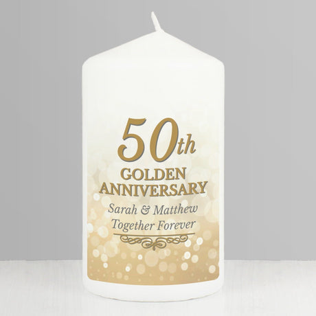 Personalised 50th Golden Anniversary Candle: 1 - Candles By Gift Moments