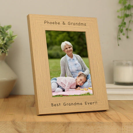 Personalised Oak Finish 5x7 Photo Frame: 2 - Photo Frames By Gift Moments