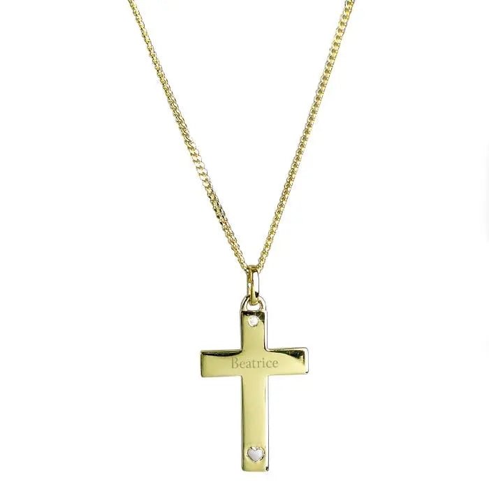 Personalised 9ct Gold Cross Necklace with Heart: 3 - Necklaces By Gift Moments