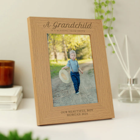 Personalised Oak Finish Grandchild Photo Frame: 3 - Photo Frames By Gift Moments